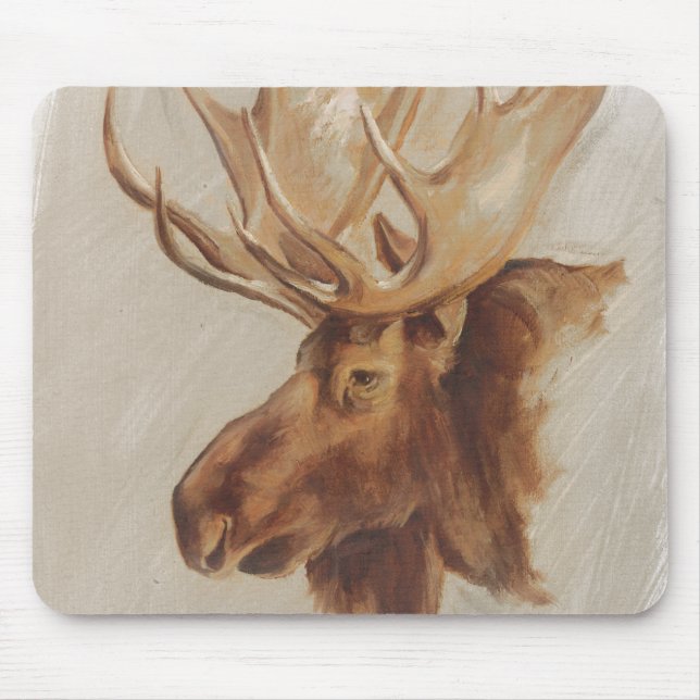 Western American Animal Study | Moose Portrait Mouse Pad (Front)