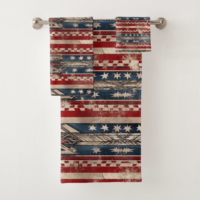 Western American Flag Bath Towel Set (Insitu)