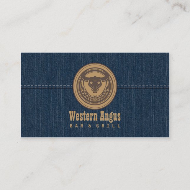 Western Angus Bar & Grill Restaurant Business Card (Front)