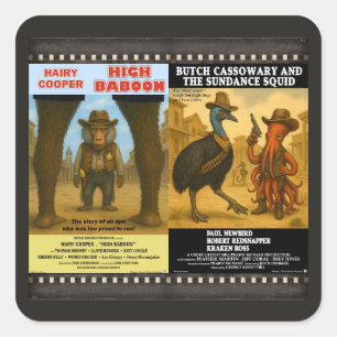 Western Animal Movie Poster Parody Square Sticker