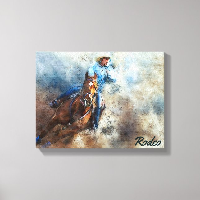 Western Art, Cowboy, Horse, Rodeo Canvas Print (Front)