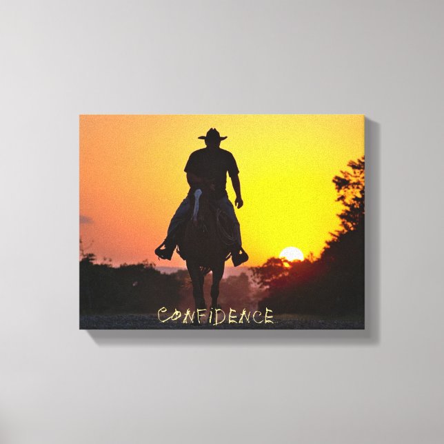 Western Art, Cowboy Sunset, Strength, Canvas Print (Front)