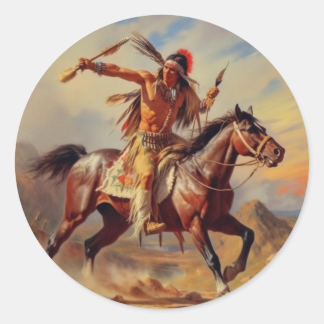 Western Art Round Sticker (Front)