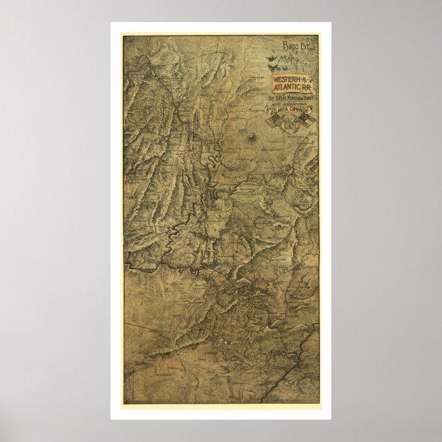 Western & Atlantic Railroad Map 1887 Poster (Front)