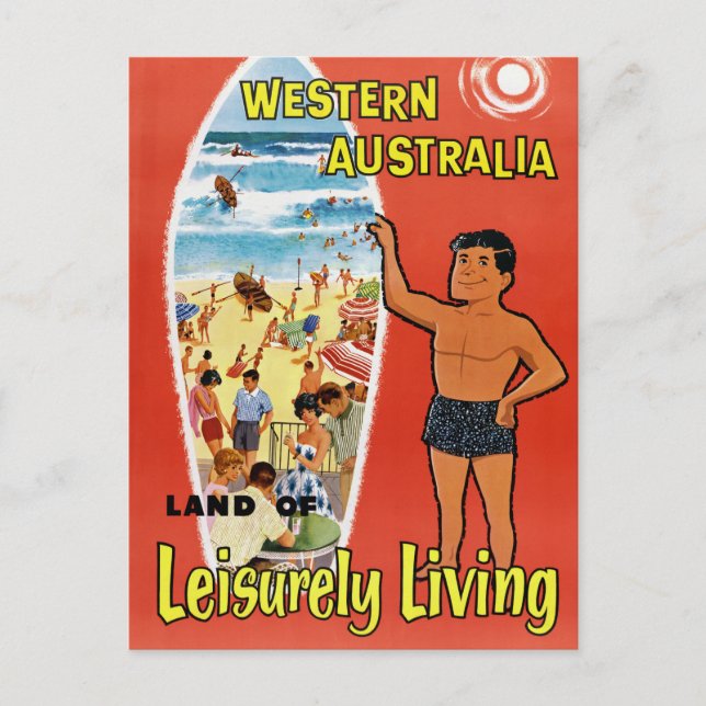Western Australia Restored Vintage Travel Poster Postcard (Front)