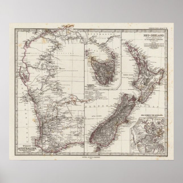 Western Australia Tasmania and New Zealand Poster (Front)