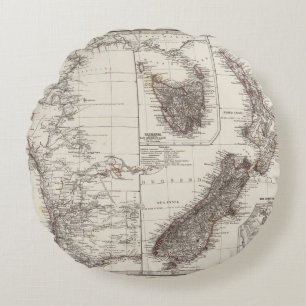Western Australia Tasmania and New Zealand Round Pillow