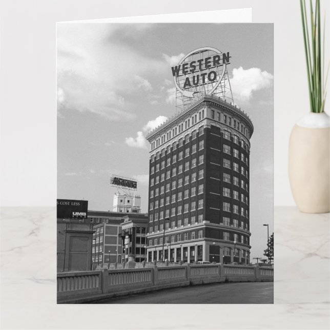 Western Auto Sign Black & White Architecture Photo Card (Front)