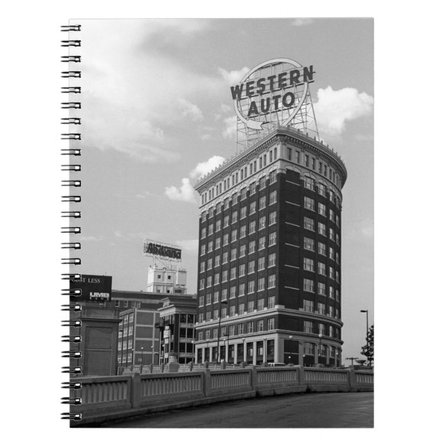 Western Auto Sign Black & White Architecture Photo Notebook (Front)