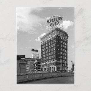 Western Auto Sign Black & White Architecture Photo Postcard