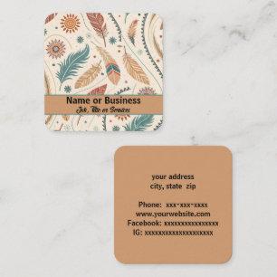 Western aztec design square business card
