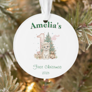 Western Baby Girl First Christmas Pink Ornament