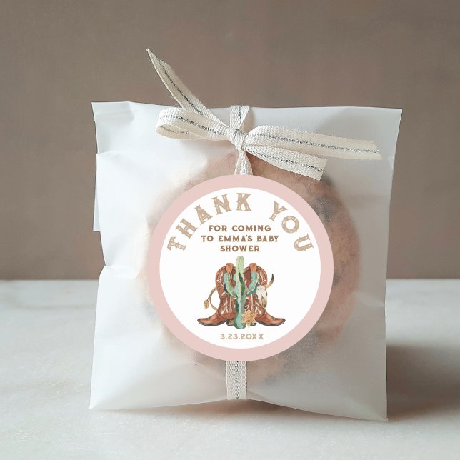 Western Baby Girl Shower Thank You Favour Stickers (Creator Uploaded)