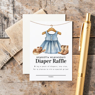 Western Baby Shower Diaper Raffle Blue Denim Dress Enclosure Card