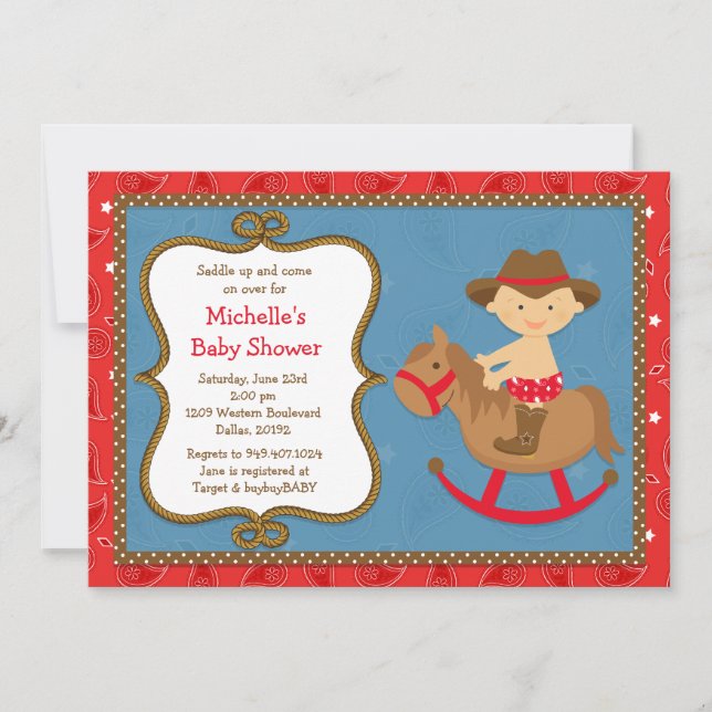 Western Baby Shower Invitation Cowboy (Front)