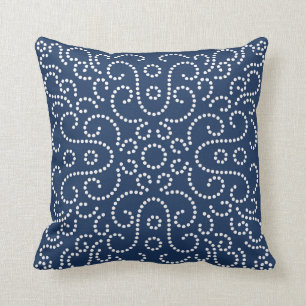 Western Bandana Dot Pattern Navy Throw Pillow