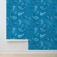 Western Bandana Paisley Pattern Medium Blue