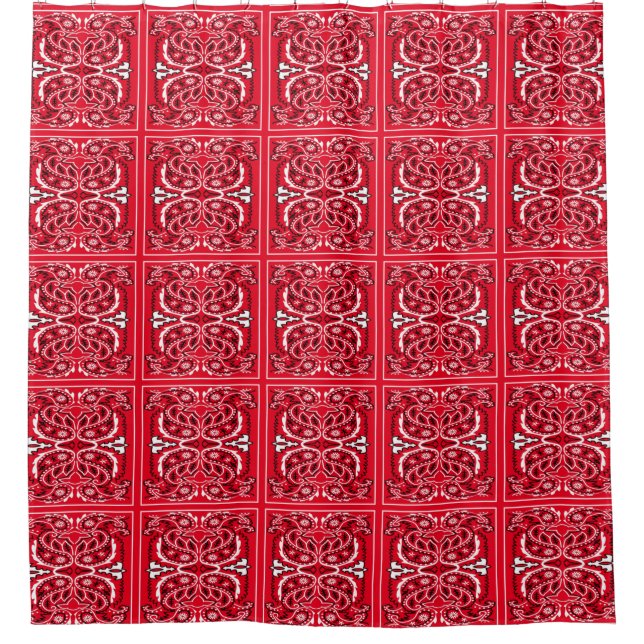 Western Bandana Print Any Colour Shower Curtain (Front)