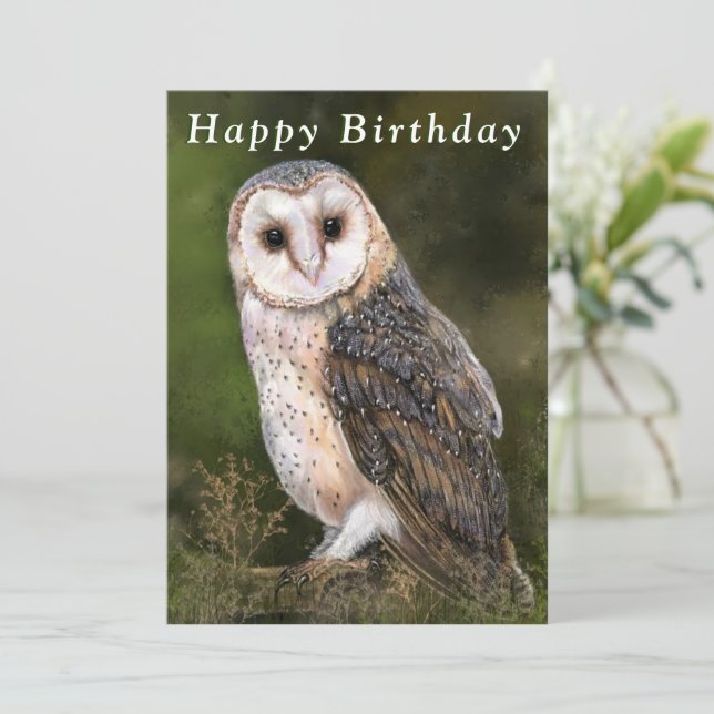 Western Barn Owl Bonne carte d'anniversaire (Debout devant)