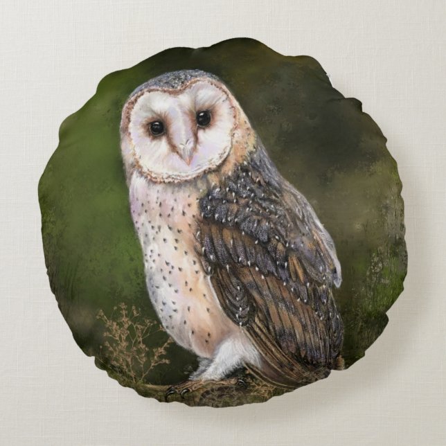 Western Barn Owl Coussin rond (Dos)