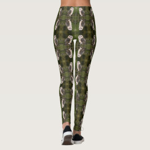 Western Barn Owl - Migned Watercolor Art Painting  Leggings