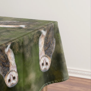 Western Barn Owl - Migned Watercolor Painting Art  Tablecloth