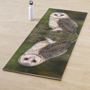 Western Barn Owl - Migned Watercolor Painting  Yoga Mat