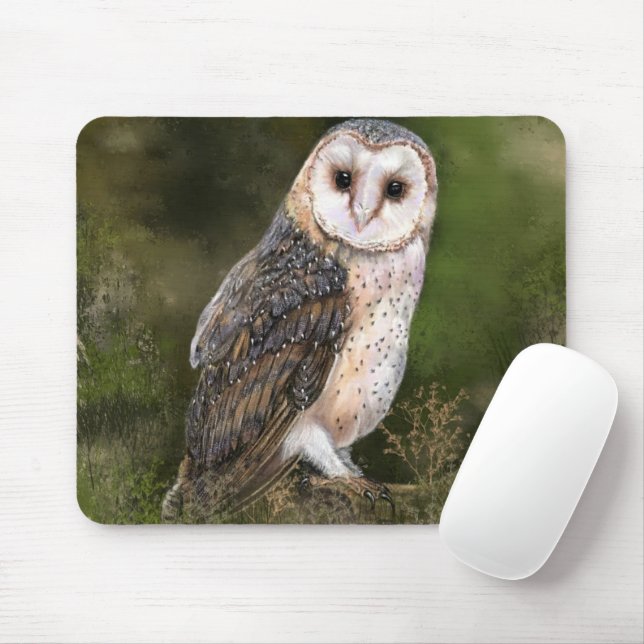 Western Barn Owl Mouse Pad - Painting (With Mouse)