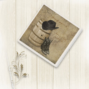 Western Barrel and Boots Wedding Napkins