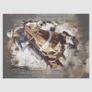 Western Barrel Racing Cowgirl Decoupage Tissue Paper