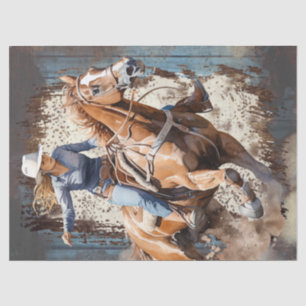 Western Barrel Racing Cowgirl Decoupage Tissue Paper
