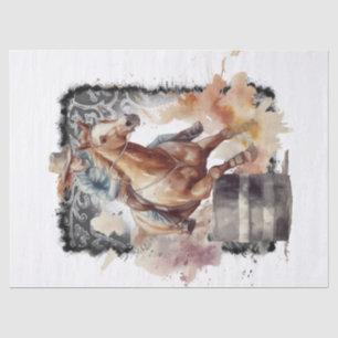 Western Barrel Racing Cowgirl Decoupage Tissue Paper