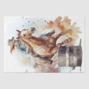 Western Barrel Racing Cowgirl Decoupage Tissue Paper