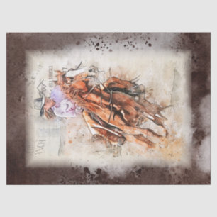 Western Barrel Racing Cowgirl Decoupage Tissue Paper