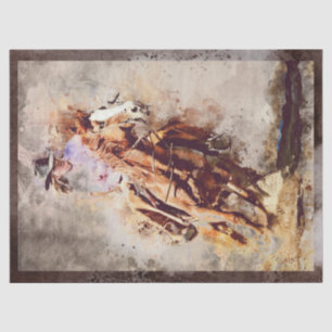 Western Barrel Racing Cowgirl Decoupage Tissue Paper