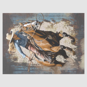 Western Barrel Racing Cowgirl Decoupage Tissue Paper