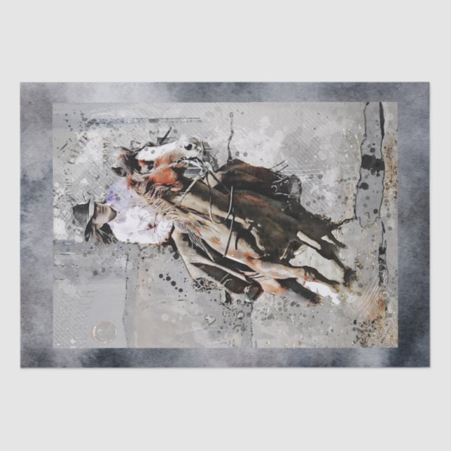 Western Barrel Racing Cowgirl Tissue Paper (Front)