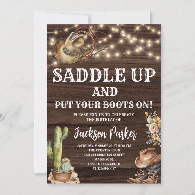 Western Birthday Cowboy Birthday Party Invitation (Front)