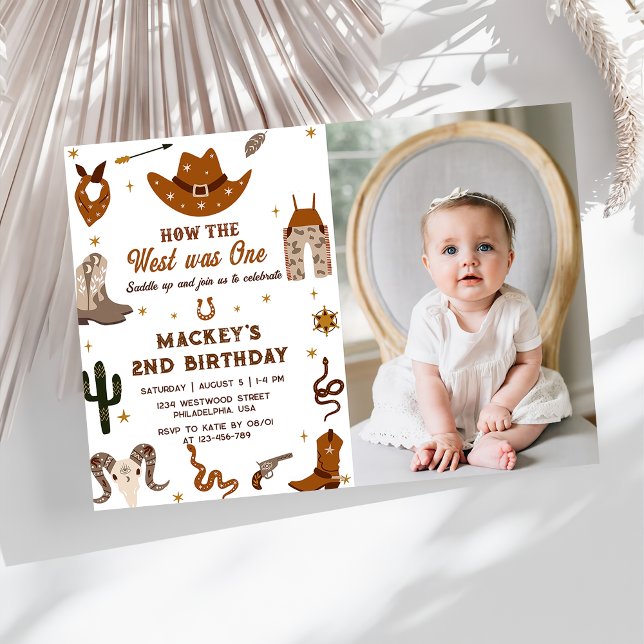 Western Birthday Rustic 1st Birthday Party Photo Invitation (Creator Uploaded)