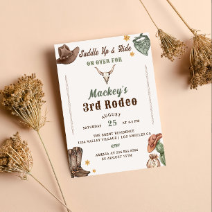 Western Birthday Rustic 3rd Birthday Party Invitation