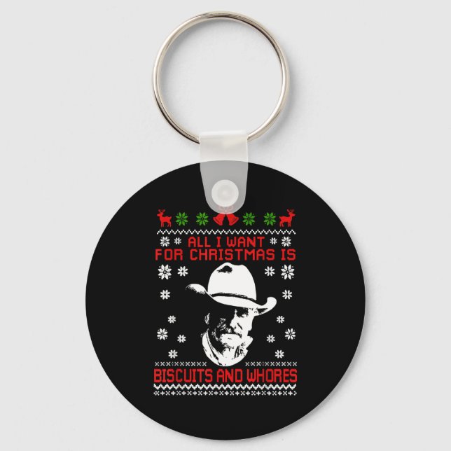 Western Biscuits And S Christmas Quote  Keychain (Front)