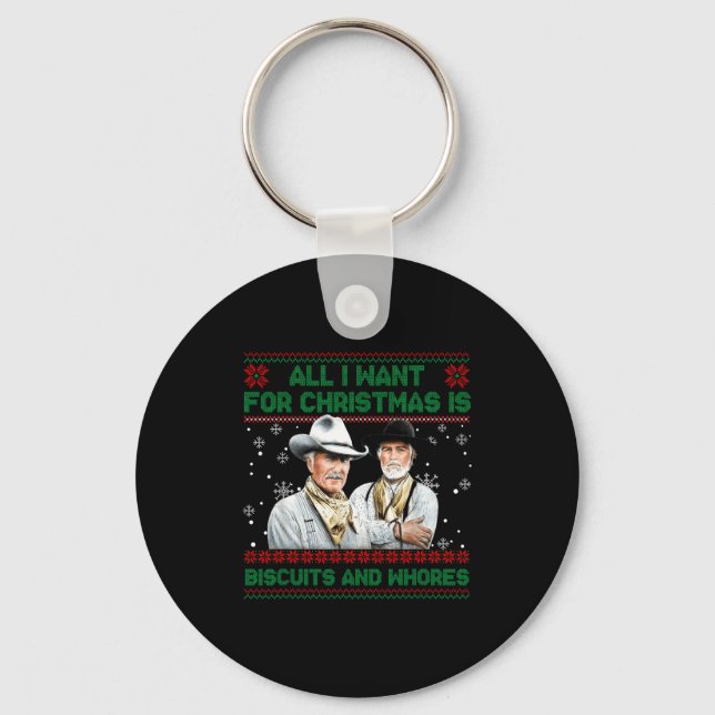 Western Biscuits And S Christmas Quote  Keychain (Front)