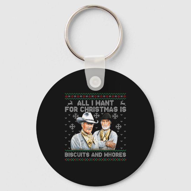 Western Biscuits And S Christmas Quote  Keychain (Front)