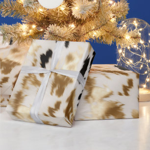 Western Black White Gold Cowhide Wrapping Paper