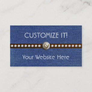Western Bling Customizable Denim Biz Cards