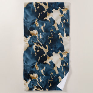 Western Blue Brown Gold Cowhide Beach Towel