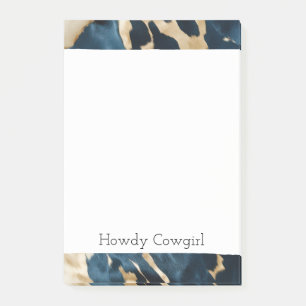 Western Blue Brown Gold Cowhide Post-it Notes