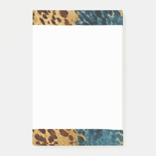 Western Blue Brown Gold Cowhide Post-it Notes