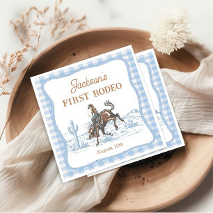 Western Blue Rodeo Birthday Paper Napkin