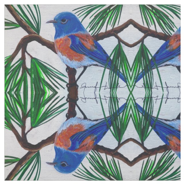 Western Bluebird in Pine Fabric (Swatch)
